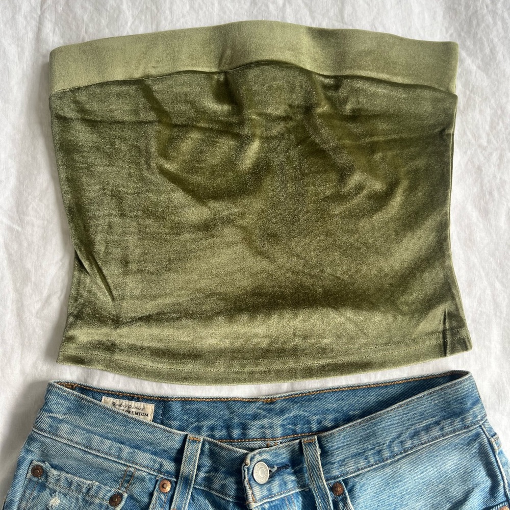 Green “suede” Tube Top